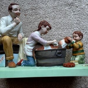 Norman Rockwell Porcelain Figurine Washing Our Dog